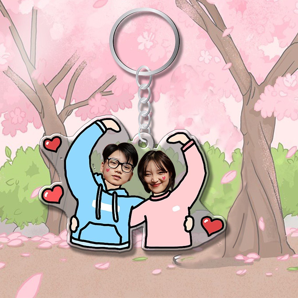 Móc khóa đẹp cute cho cặp đôi theo yêu cầu - chất liệu mica