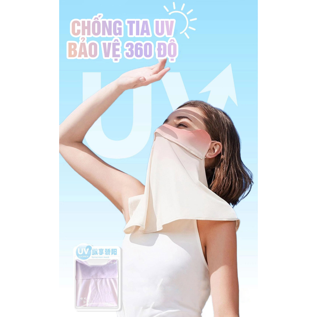 Khẩu Trang Màu Chuyển Style Hàn Chống Nắng Chống Tia UV Phủ 2/3 Mặt Cổ Gáy Siêu Mát L2398