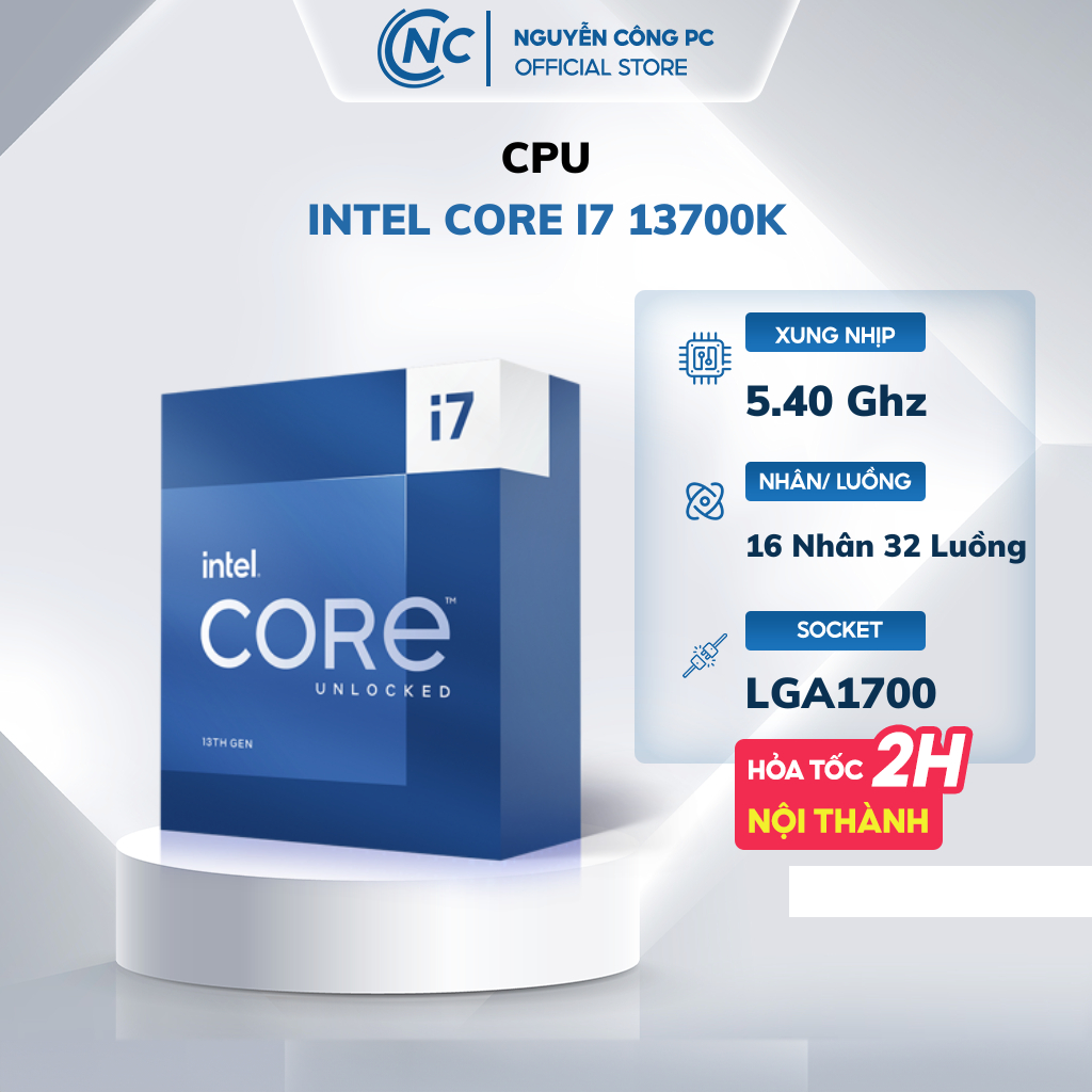 CPU Intel Core I7 13700K ép xung đời 13 LGA1700 16 nhân (8P+8E) 5.4GHz 125W Full Box - BH 36 tháng | BigBuy360 - bigbuy360.vn