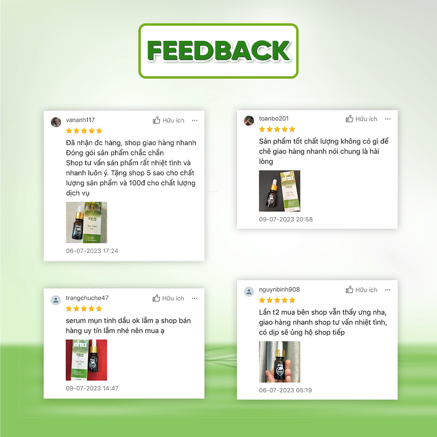 Serum giảm mụn, mờ thâm, thu nhỏ lỗ chân lông chiết xuất từ tinh dầu tràm trà thiên nhiên Eliza 10ml