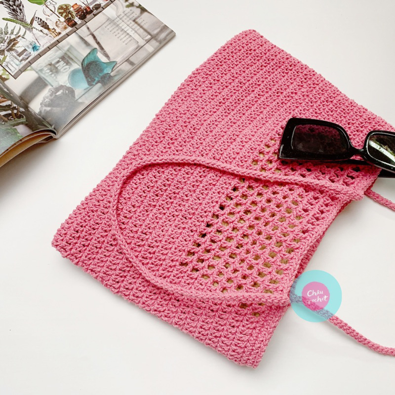 CC010 Túi đan móc thủ công Châu Crochet - Túi đeo vai chất liệu sợi cotton