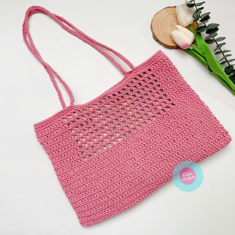 CC010 Túi đan móc thủ công Châu Crochet - Túi đeo vai chất liệu sợi cotton