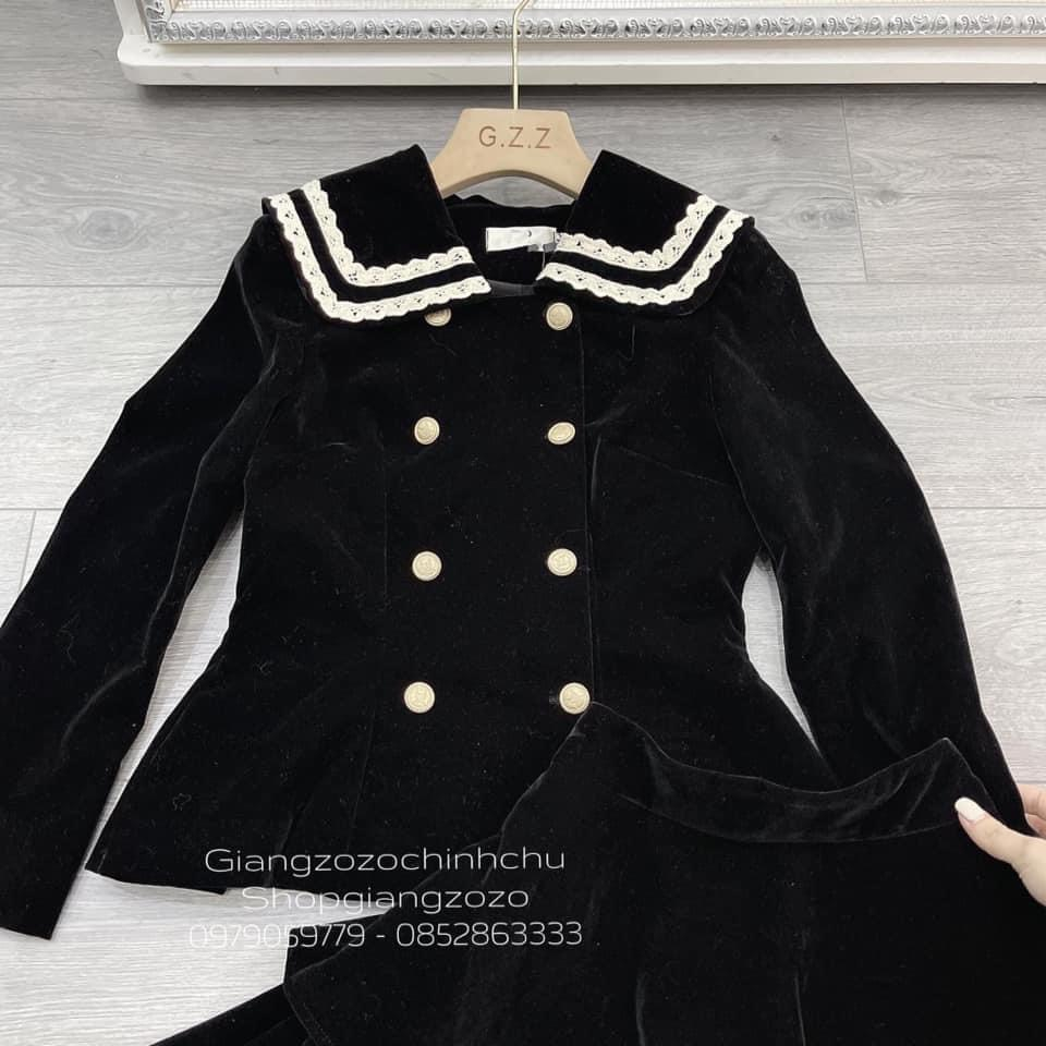 - Set nhung viền ren hàng Quảng Châu phong cách thanh lịch kèm ảnh thật