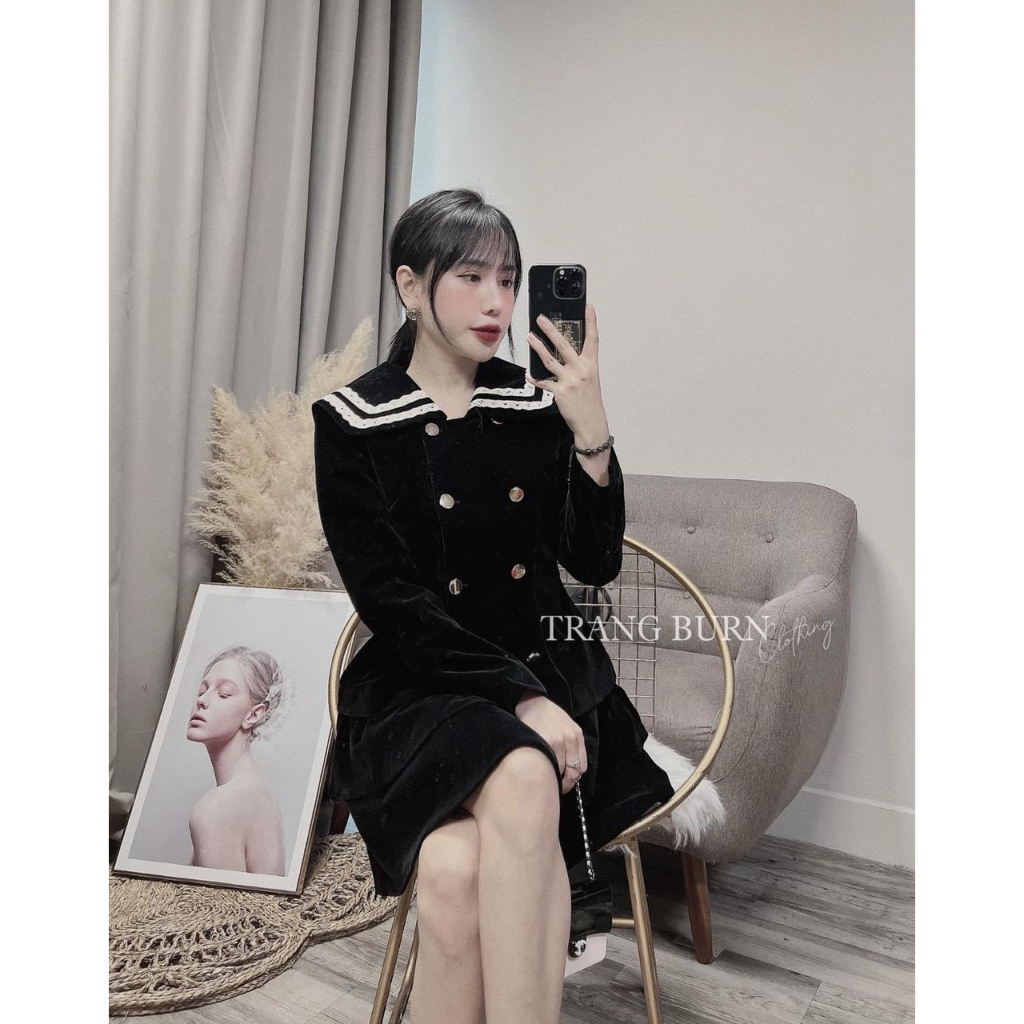 - Set nhung viền ren hàng Quảng Châu phong cách thanh lịch kèm ảnh thật