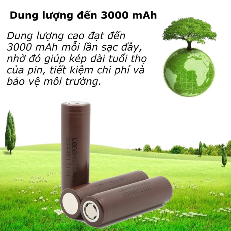 Cell Pin lithium LG HG2 18650 3000 mAh dòng xả 20A sạc được trên 500 lần