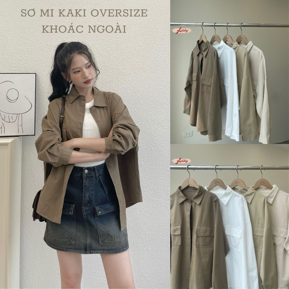 Sơ mi nữ kaki khoác oversize phong cách Hàn Quốc Red Shop 302051
