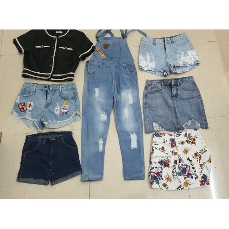 Yếm bò, chân váy bò, quần sooc bò