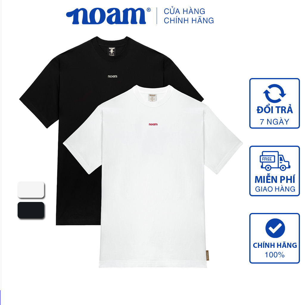 Áo thun Form rộng NOAM Plain Unisex 100% Cotton - Màu đen