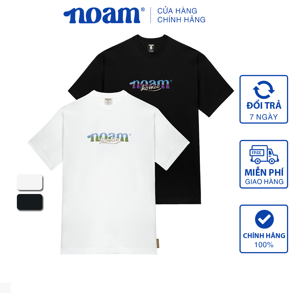 Áo thun Form rộng NOAM Namie Unisex 100% Cotton - Màu đen