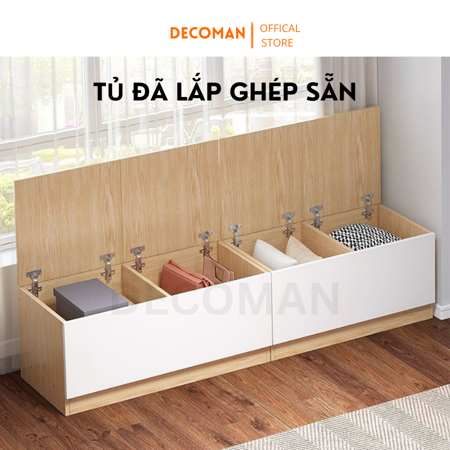 Tủ quần áo đựng đồ đa năng chất liệu gỗ mdf cao cấp, nhiều ngăn, sức chứa lớn, tiện ích thương hiệu DECOMAN - D05
