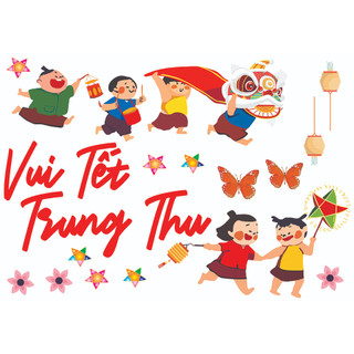 Decal trang trí trung thu dán kính 2023, decal trung thu đêm hội trăng rằm | lst