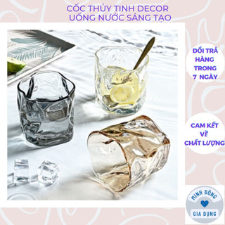 Cốc thủy tinh decor uống nước sáng tạo cốc xoắn, ly thuỷ tinh uống whisky cao cấp