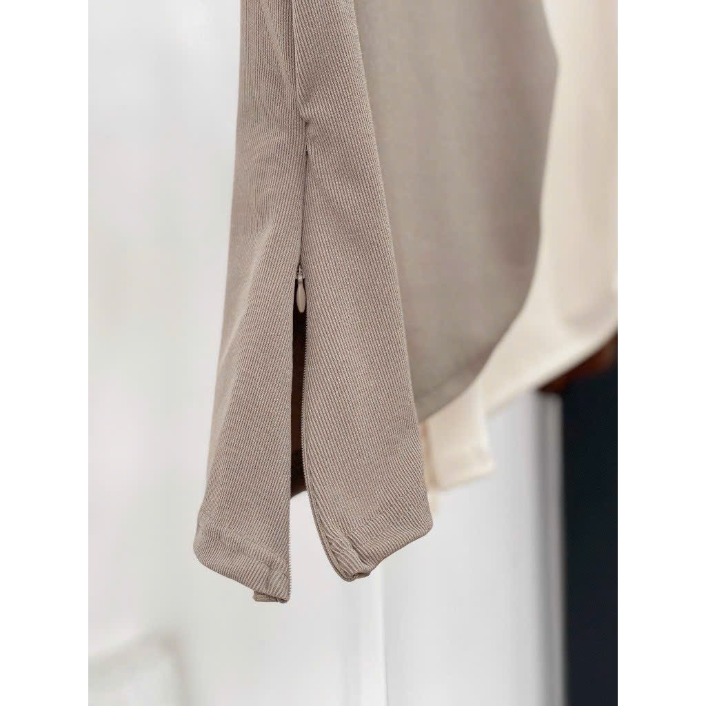 Áo Hai Dây Vạt Xéo Nhọn Xẻ Tà Dây Kéo Nhún