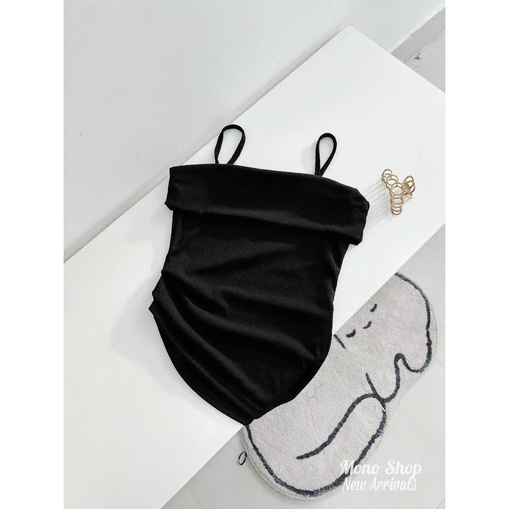 Áo Hai Dây Vạt Xéo Nhọn Xẻ Tà Dây Kéo Nhún