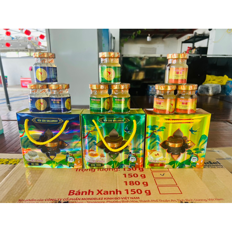 Hộp 6 hủ Yến Sào Sallanest Kid/ Đông Trùng/ Táo Đỏ/ Hạt Chia 30%