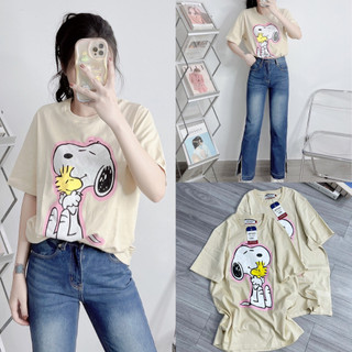 Áo Thun Tay Ngắn Snoopy Dễ Thương Chuẩn Xịn