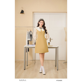 Đầm dáng A cổ tròn phối bèo dập ly YOONA - YT12A061