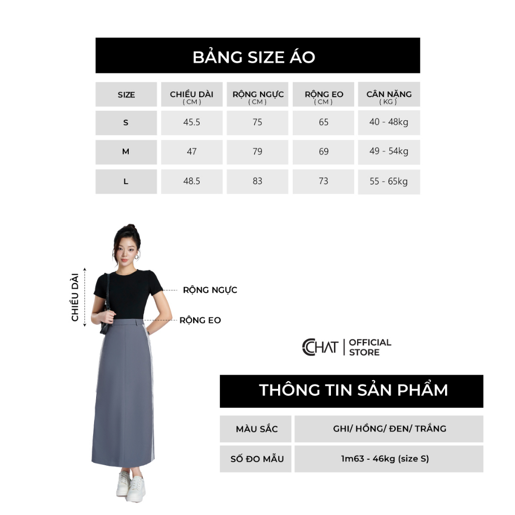 Áo Thun 𝐂𝐂𝐇𝐀𝐓 Dáng Ôm Croptop Cổ Tròn Vạt Thẳng Chất Vải Co Giãn 4 Chiều 23TNC2003OB