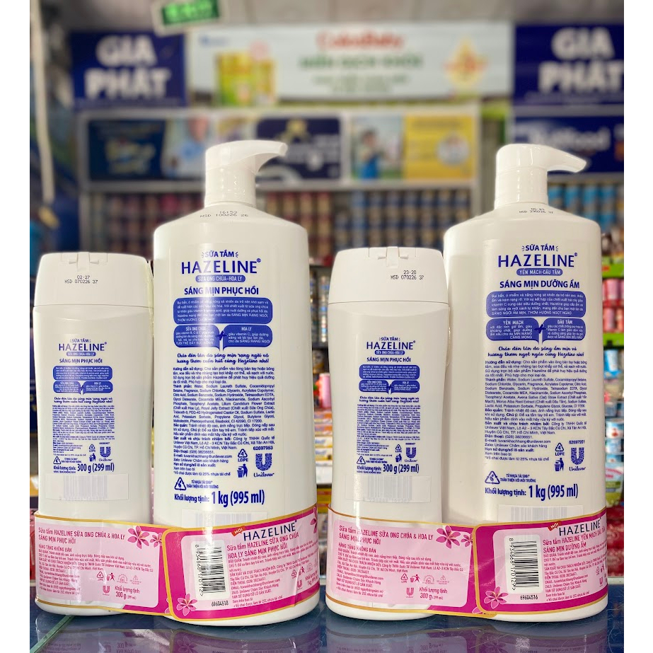Sữa tắm Hazeline mua 1 chai 1kg Tặng chai 300g