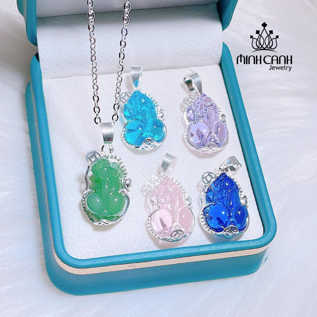 Dây Chuyền Bạc Tỳ Hưu Phong Thủy Nhiều Màu - Minh Canh Jewelry