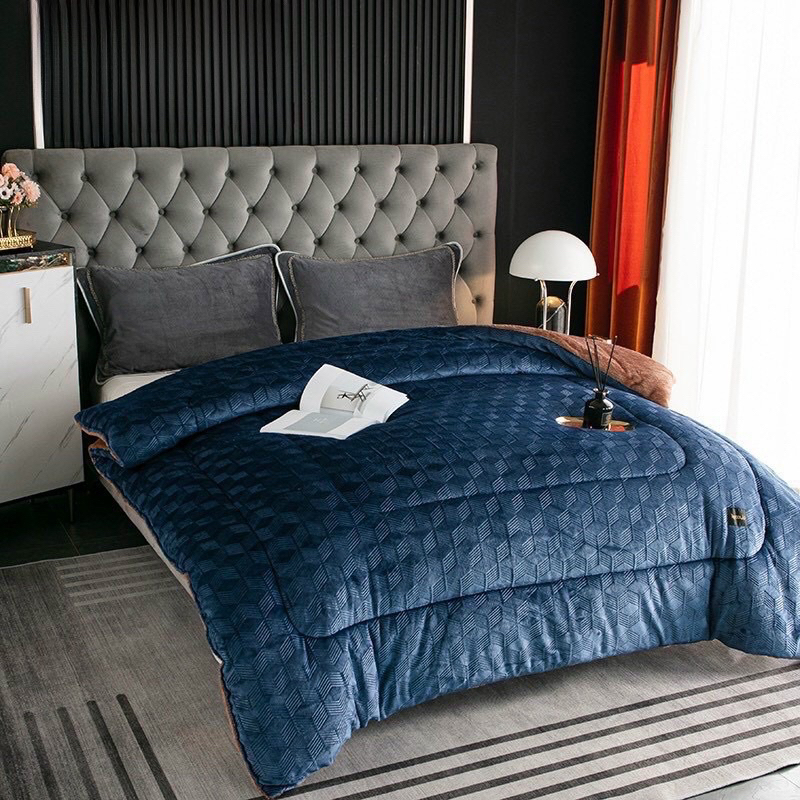 Chăn Nỉ Nhung Lông Thỏ YuKi Dày Siêu Ấm, Màu Sắc Sang Trọng, Cân Nặng 4kg Kích Thước 2mx2m3 Có Sẵn Tại Mia Bedding Store