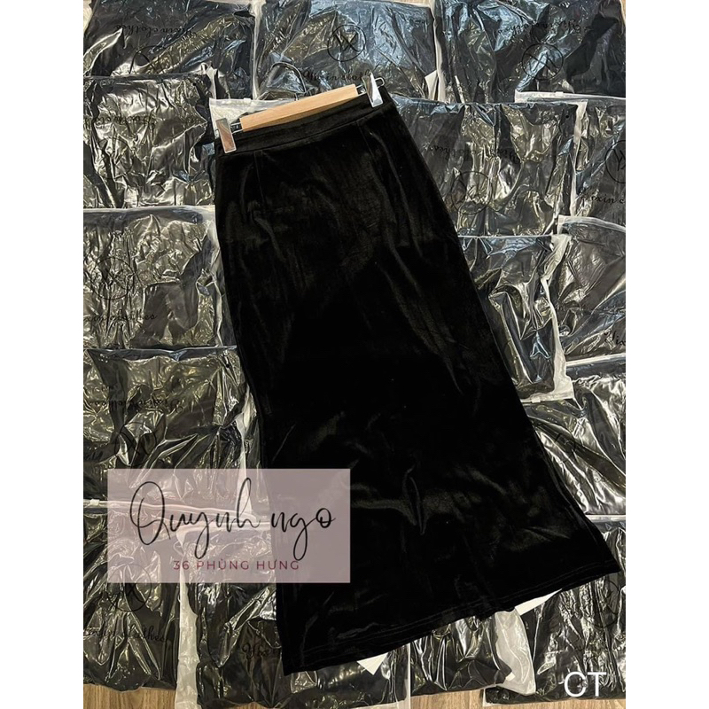 Chân váy nhung the đẹp lắm luôn