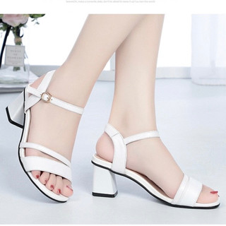Giày sandal nữ, giày cao gót vuông 5p và 7p quai bản da mềm quai mảnh chéo chân - SD160