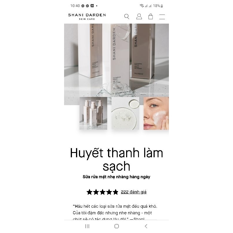 Sữa rửa mặt cao cấp Shani Darden Cleansing Serum