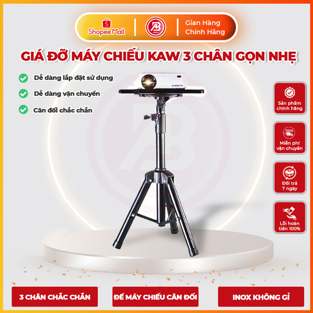 Giá Đỡ Máy Chiếu 3 Chân 2m Đa Năng Di Động KAW, Gọn, Nhẹ, Chắc Chắn Dễ Sử Dụng Tiện Lợi