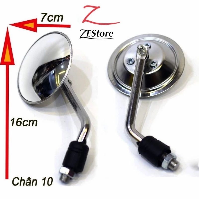 Gương Tròn Xe Máy Cầu Lồi Chân 10ly và 8ly Ren Thuận