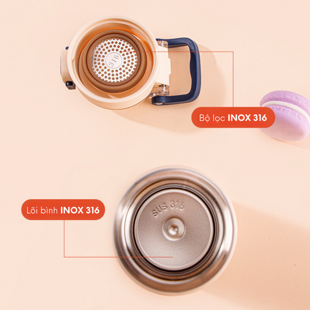 Bình giữ nhiệt cao cấp Cille TOP bằng inox 316, thiết kế trẻ trung, dung tích 400/500ML, giữ nhiệt nóng lạnh đến 24h