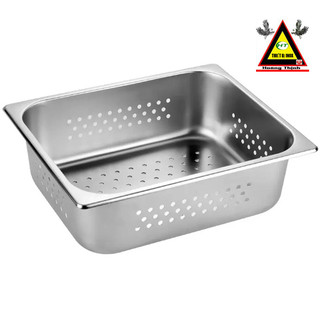 khay inox GN1/2 cho nồi buffet chữ nhật có lỗ .