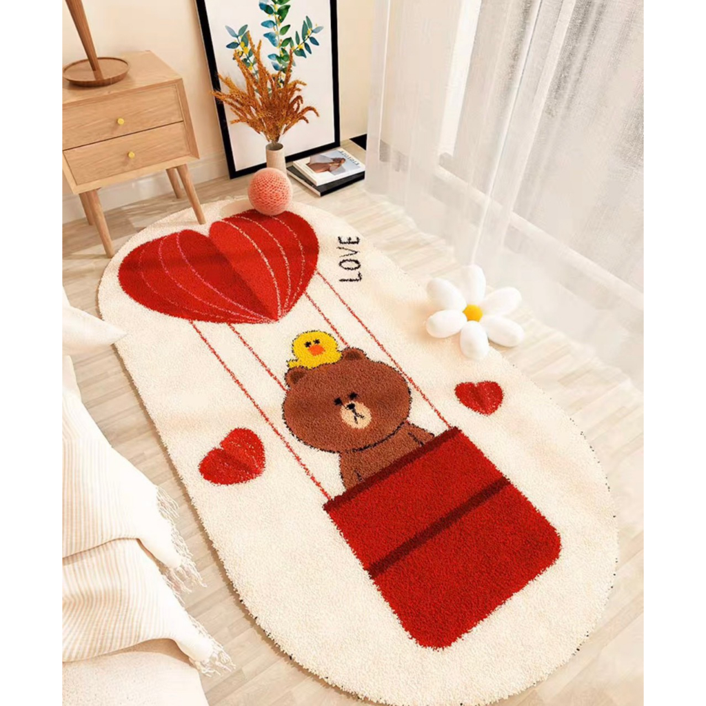 Thảm trải trang trí chân giường phòng ngủ nỉ cừu chống trơn trượt hoa tiết xinh xắn kích thước 50x120cm tại mvyshop