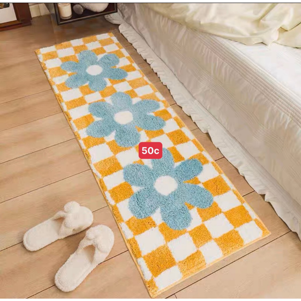 Thảm trải trang trí chân giường phòng ngủ nỉ cừu chống trơn trượt hoa tiết xinh xắn kích thước 50x120cm tại mvyshop