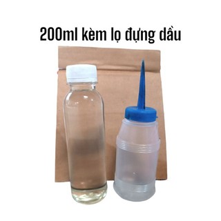 Dầu máy may trắng trong 30ml và 200ml kèm lọ đựng dùng tra quạt, đồ điện