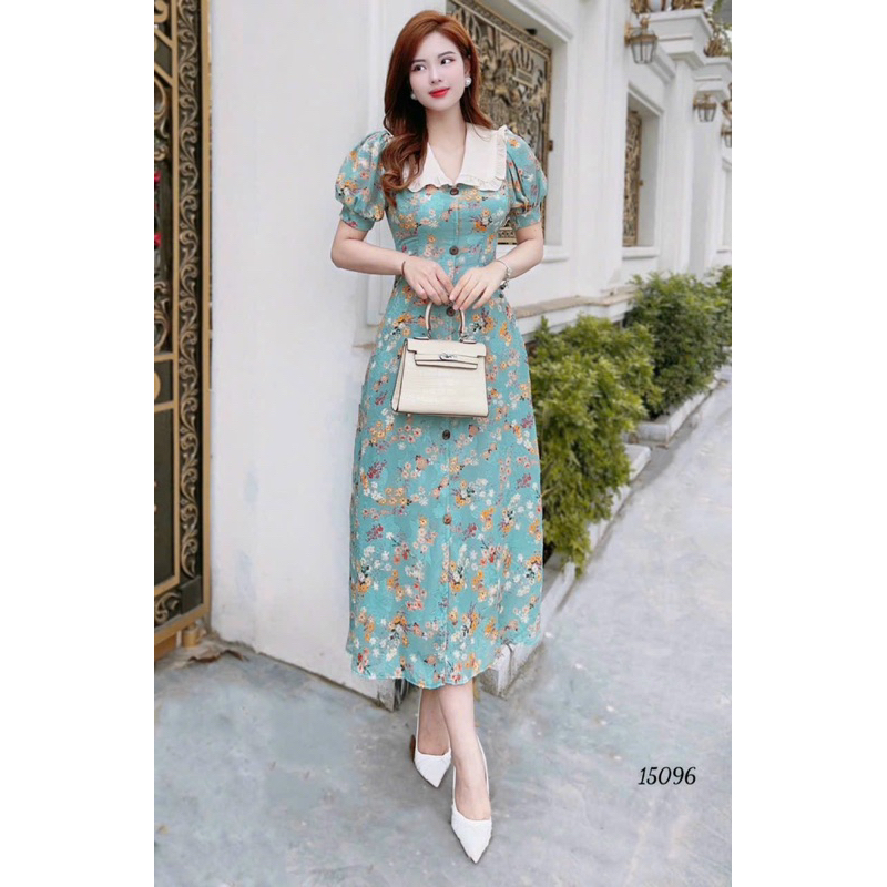 Đầm voan hoa midi TRIPBLE T DRESS cổ sen siêu xinh - size M/L/XL/XXL