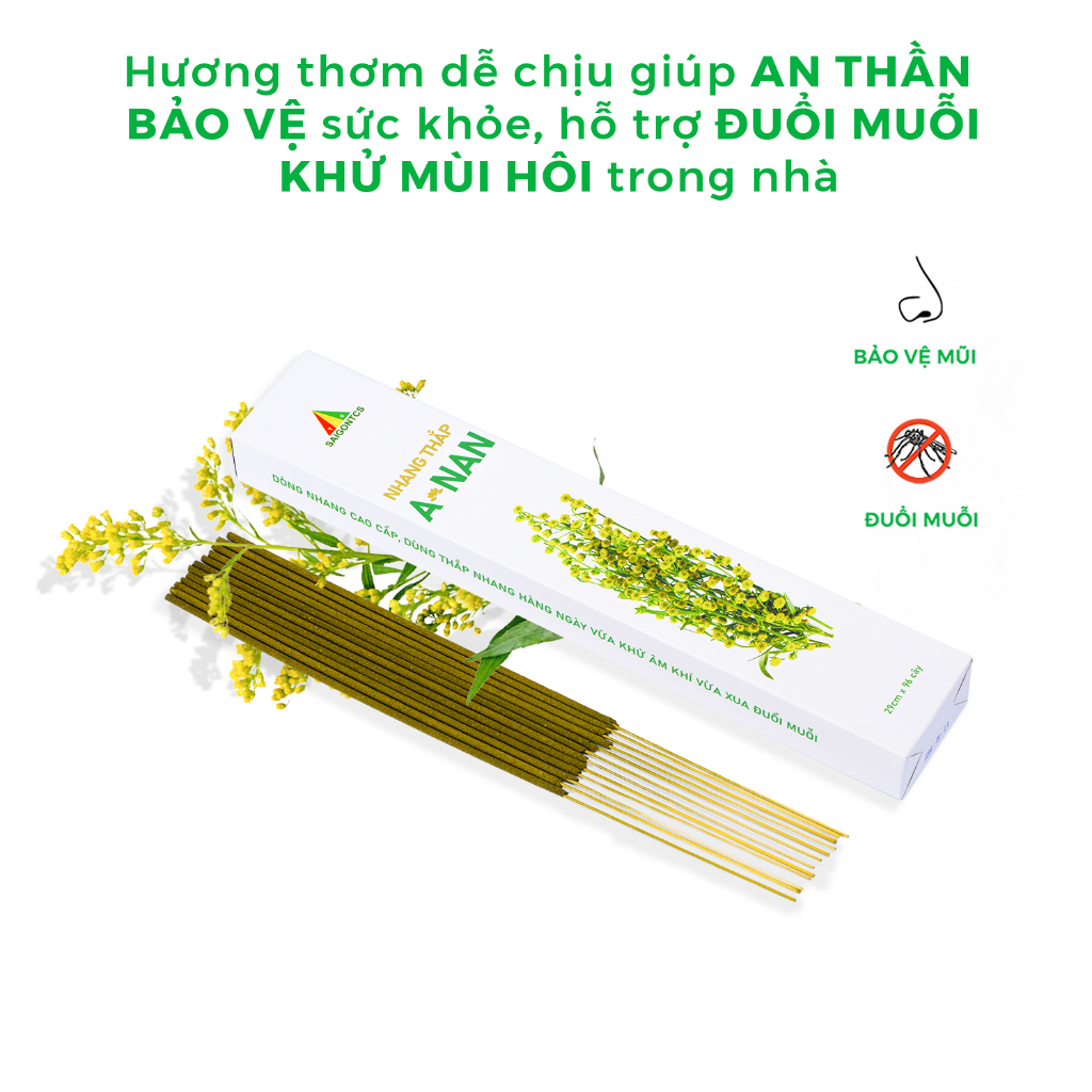 Nhang thắp ANAN SÀI GÒN TCS - Hương thơm dịu nhẹ từ thảo mộc - Đuổi muỗi và khử mùi hôi phòng - An toàn cho sức khỏe