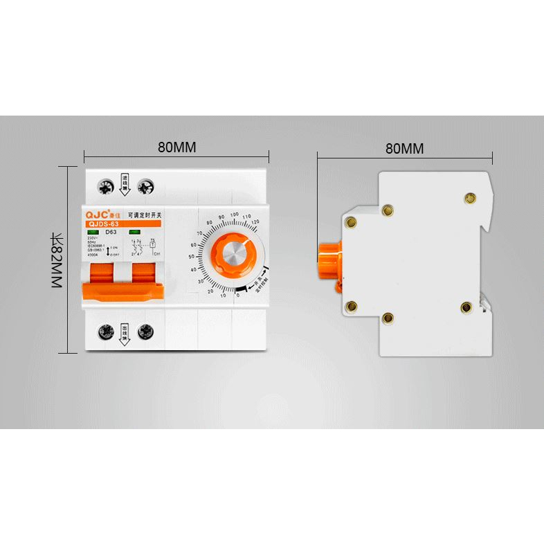 Aptomat hẹn giờ tắt QJC 2P-63A 120 phút hẹn giờ tắt máy bơm cong tac hen gio