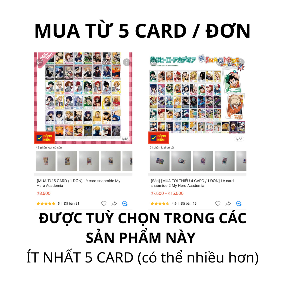 Lẻ card snapmide My Hero Academia