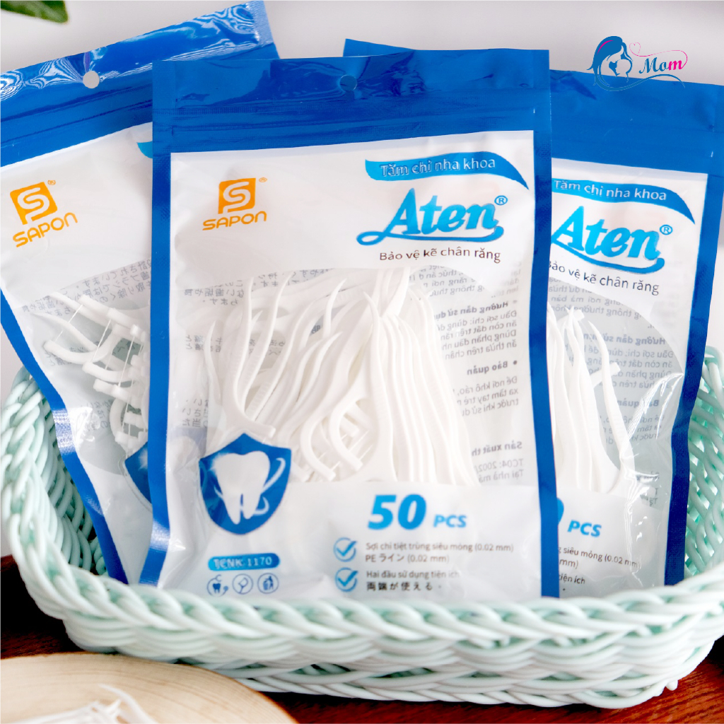 Tăm chỉ nha khoa, vệ sinh răng, sợi chỉ mảnh, Gói 50 que