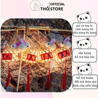 Đèn lồng trung thu côn thỏ,đồ chơi Đèn lồng Thỏ giỏ Tre Thủ công Kèm Đèn Led ,Đồ Chơi Trung Thu Lồng Đèn Con tho