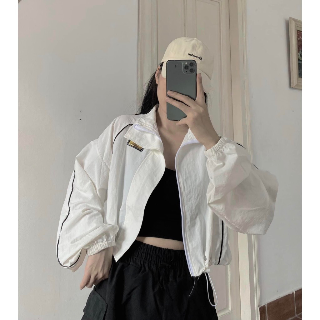 Áo Khoác Nữ, Áo Khoác Gió CNC Dáng Croptop 3 Màu Siêu Xinh