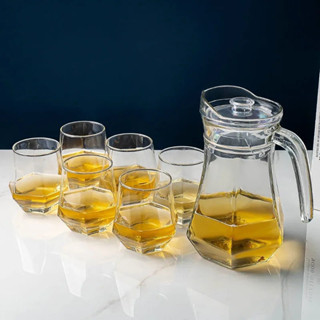  Bộ Bình Đựng Nước Thuỷ Tinh Kèm 6 Cốc Đựng Nước Hoạ Tiết Bộ Bình Ly Thuỷ Tinh Sang Trọng 