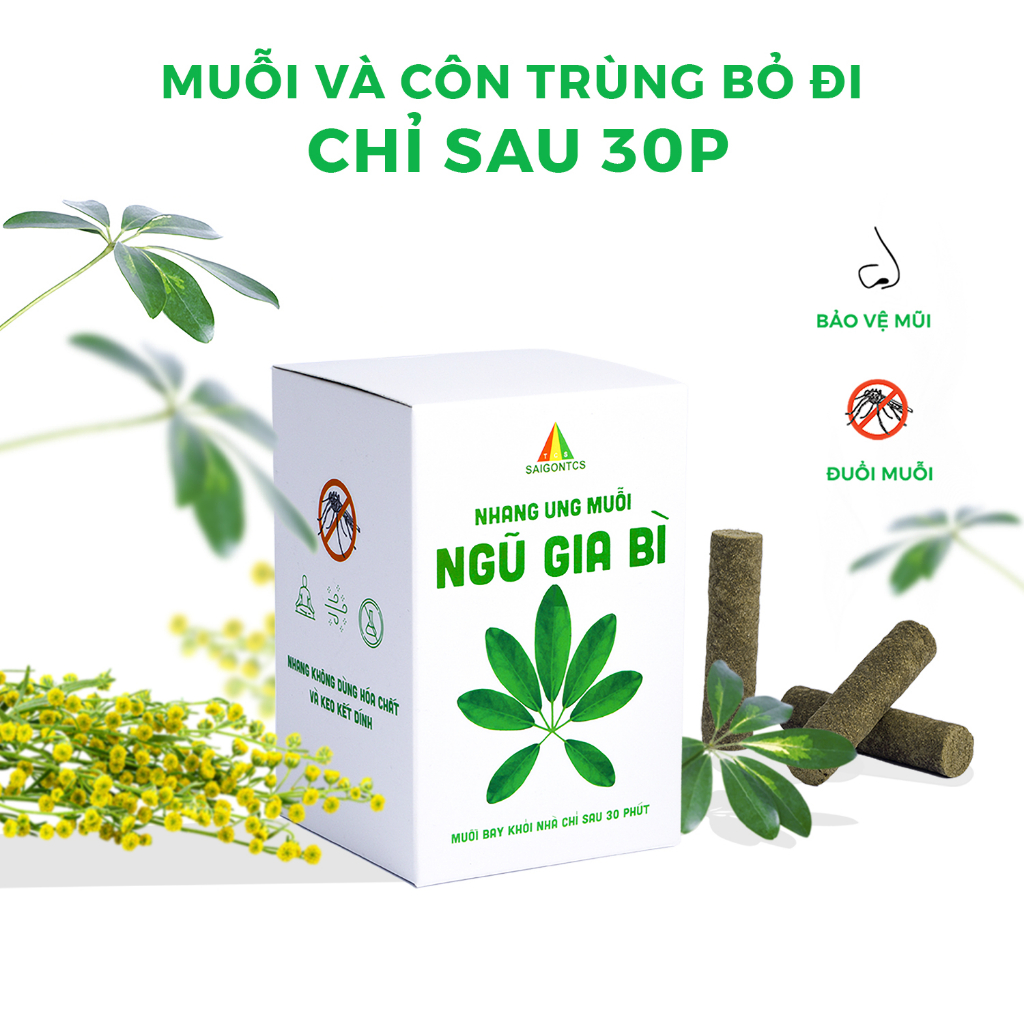 NHANG UNG MUỖI NGŨ GIA BÌ TCS - 100% thảo mộc tự nhiên dùng đuổi muỗi và côn trùng, bảo vệ sức khỏe