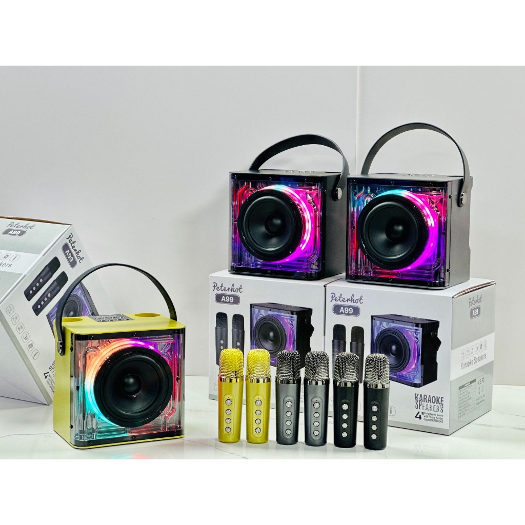 Loa Karaoke Bluetooth Peterhot A99 Âm Thanh Hay Thiết Kế Cực Đẹp Bass Căng Kèm 2 Micro, Đèn LED Nháy Theo Nhạc TECHHIGH | BigBuy360 - bigbuy360.vn