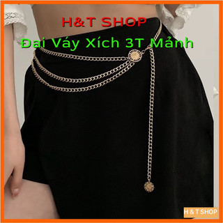 Belt váy xích 3tầng, chất kim loại, tự điều chỉnh dễ phối áo váy nữ