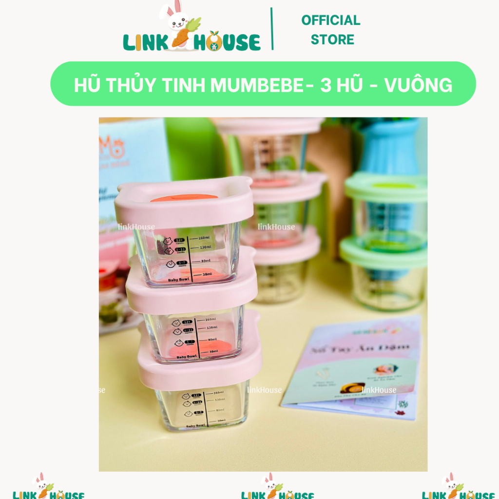 Cốc,Bát  thủy tinh, Hộp Trữ Đông chia vạch Đựng Thức Ăn, Đồ Ăn Dặm Cho Bé Mumbebe
