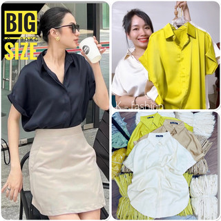 Áo sơ mi nữ big size - lụa ít nhăn - tay cánh dơi. sơ mi đi học, đi chơi, sơ mi nữ công sở