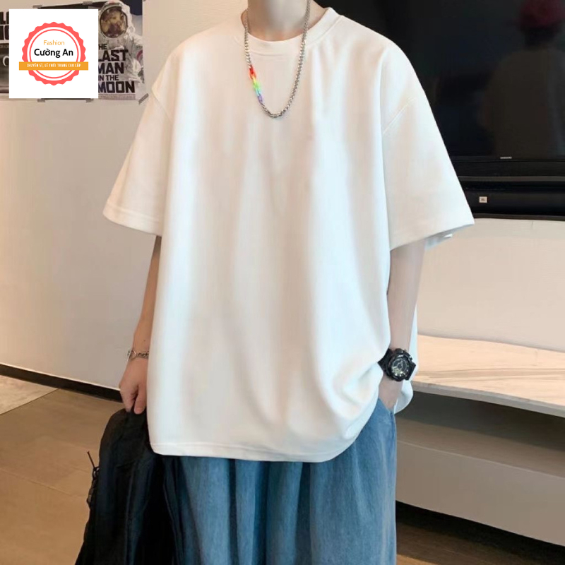 Áo thun nam, áo phông nam tay ngắn, tay lỡ cổ tròn chất cotton dày dặn thoáng mát  ATN021 - Cường An Fashion
