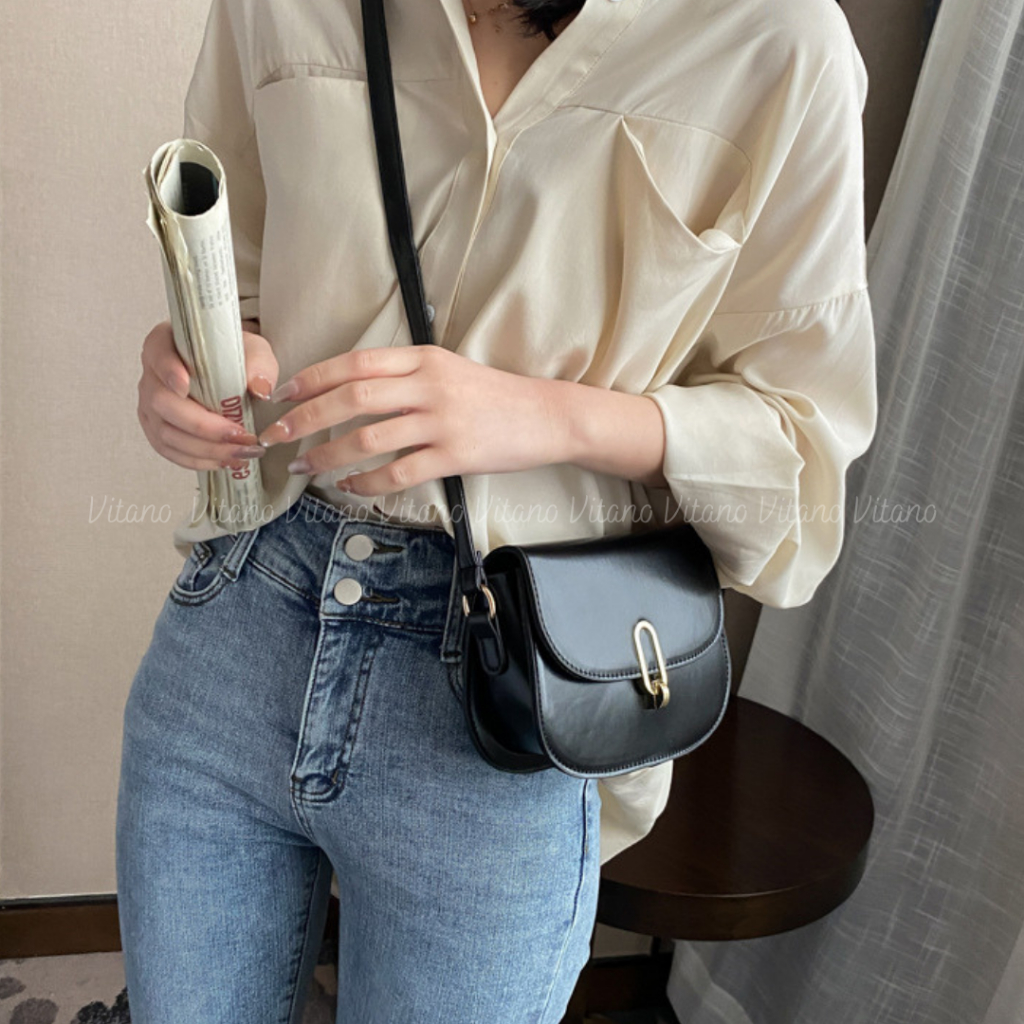 Túi đeo chéo Vitano túi xách nữ đeo vai khóa chữ Q phong cách trẻ trung đi làm đi chơi TX21